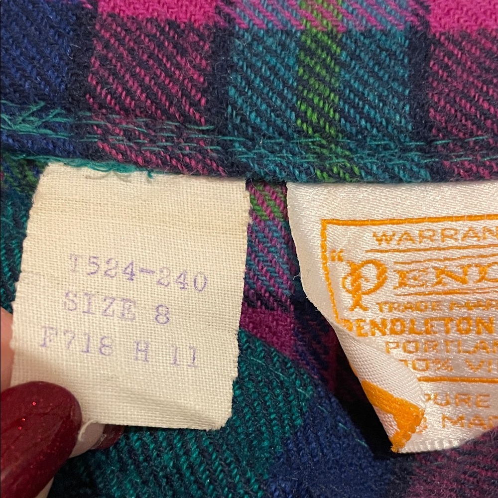 Pendleton Vintage Women's A-Line wool pleated Plaid Skirt in Green/Purple Sz 8 - Picture 3 of 8